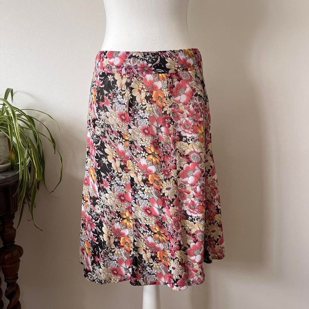 Vintage Suzy Shier Floral Midi Skirt Womens Sz 6 Pink boho summer flowy